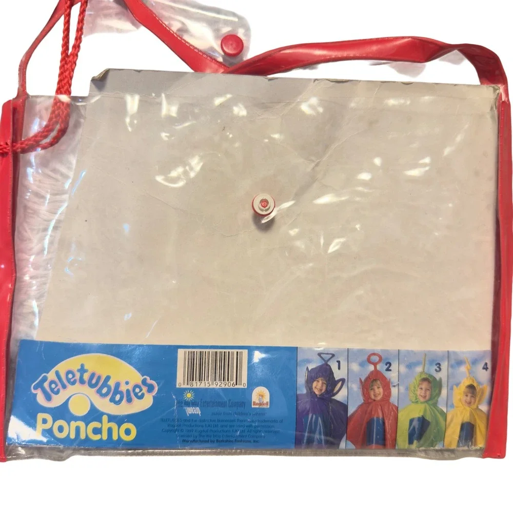Vintage 1999 Teletubbies Po Red Rain Poncho‎ Kids Size 2-4 Years PVC with Pouch